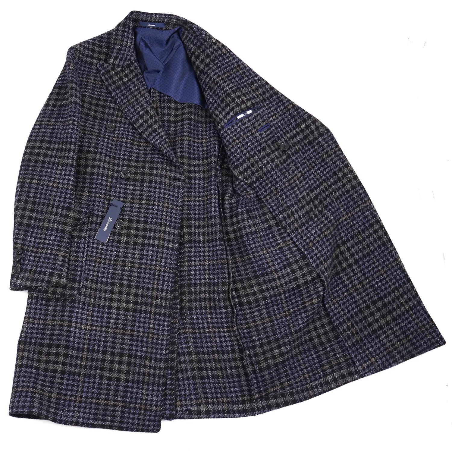 Drumohr Layered Plaid Wool Overcoat