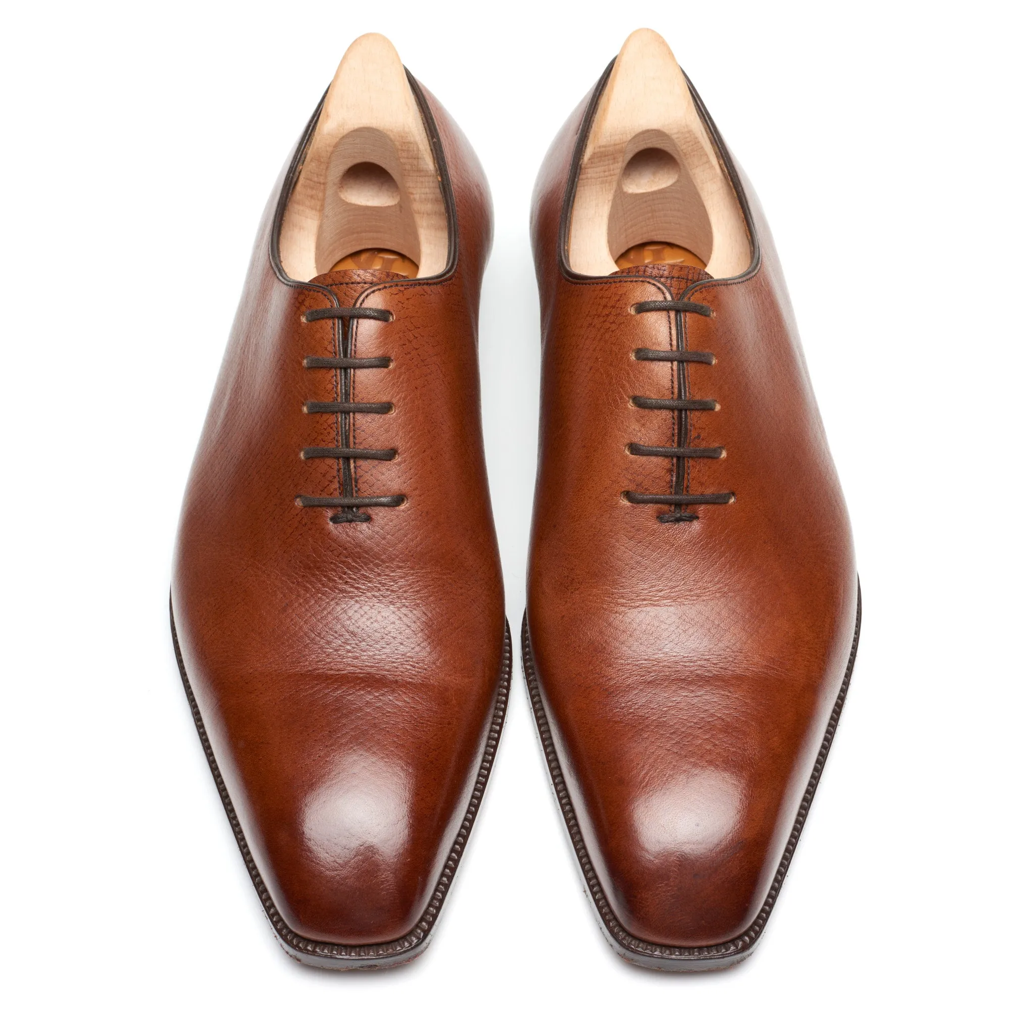 GAZIANO & GIRLING Bespoke Sinatra Seamless Wholecut Shoes US 8.5 Hatchgrain