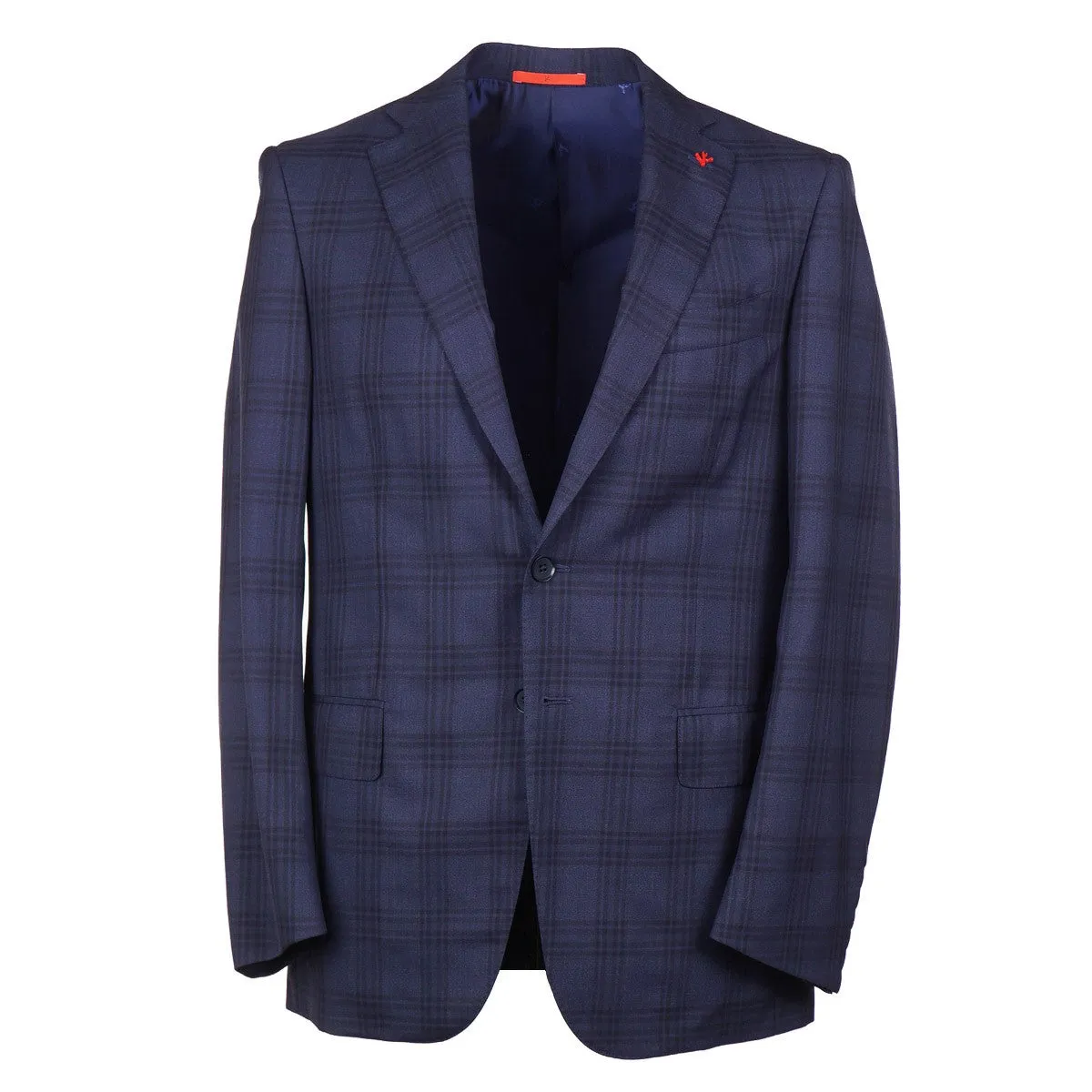 Isaia Dark Blue Check Wool Sport Coat