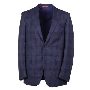 Isaia Dark Blue Check Wool Sport Coat