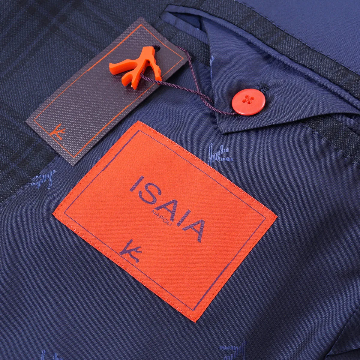 Isaia Dark Blue Check Wool Sport Coat
