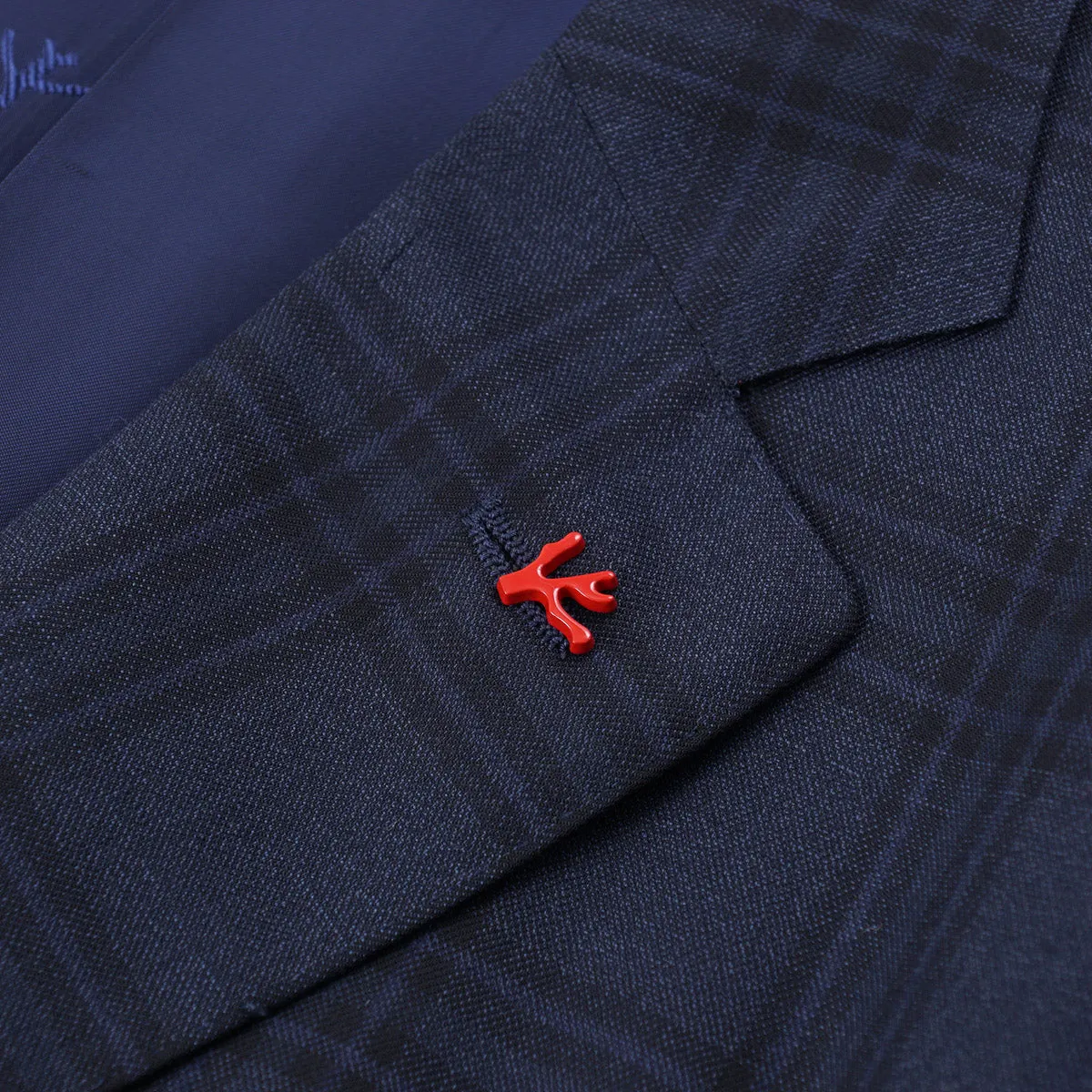 Isaia Dark Blue Check Wool Sport Coat