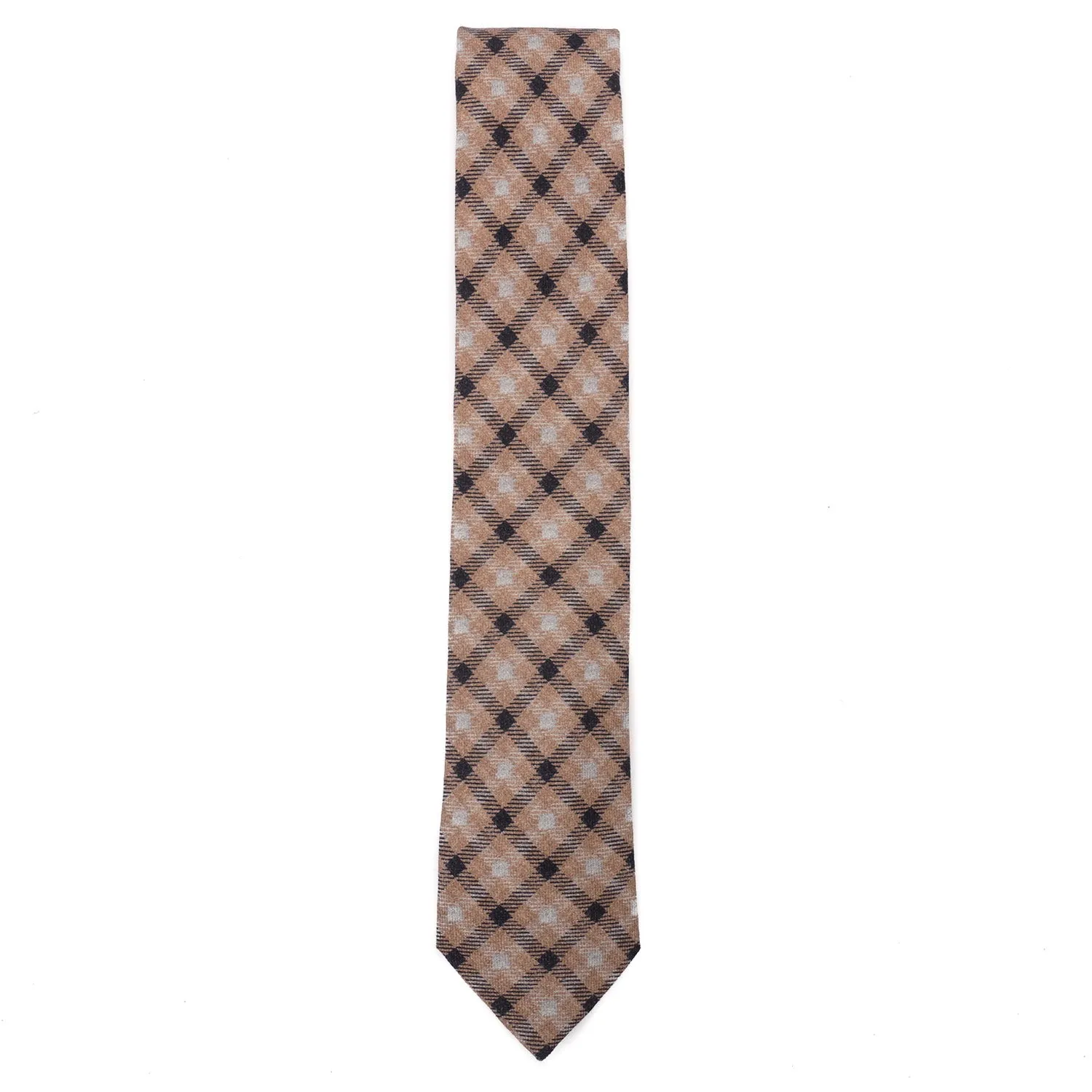 Isaia Soft Wool Tie with Check Print