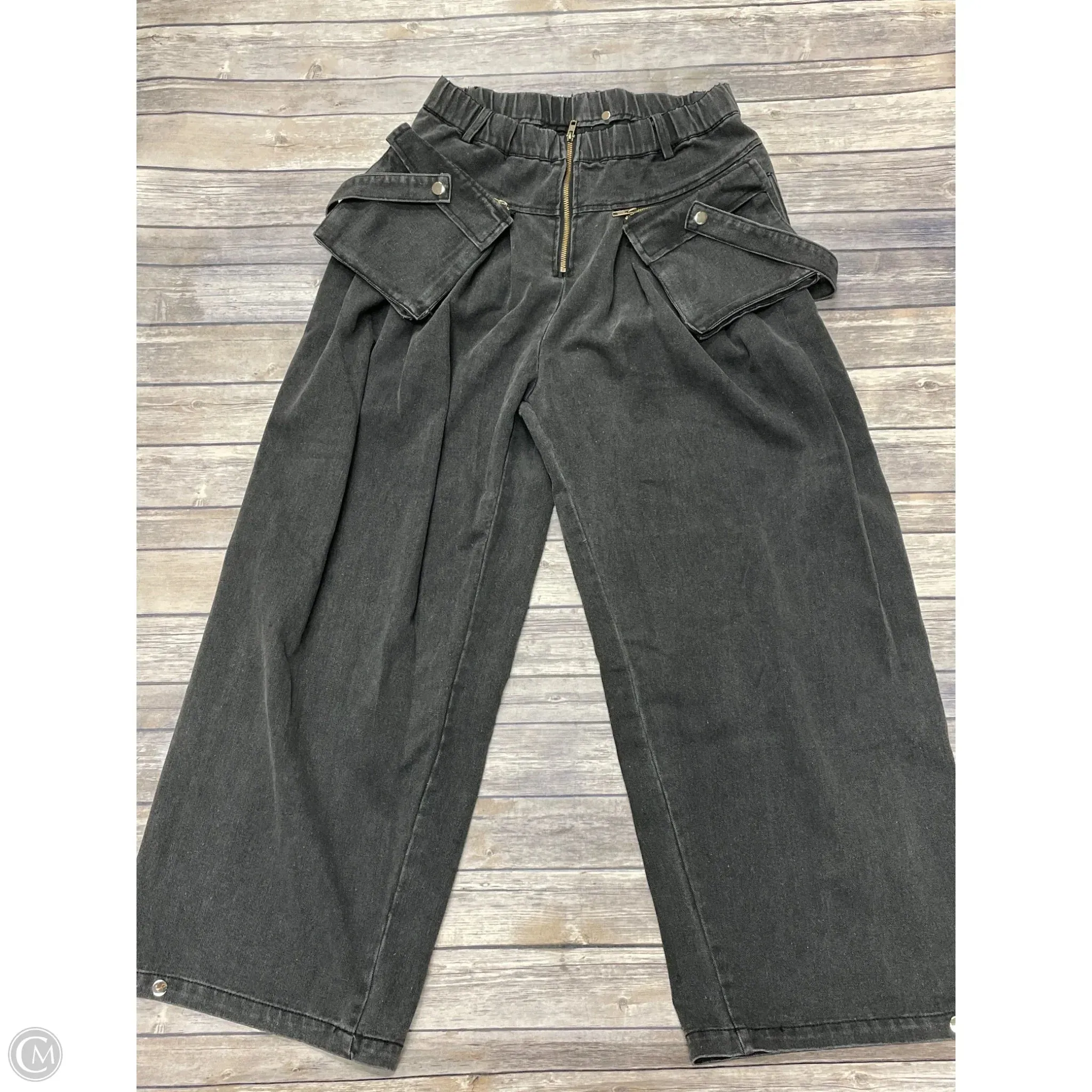 Jeans Wide Leg By Cmf In Black Denim. Size: L
