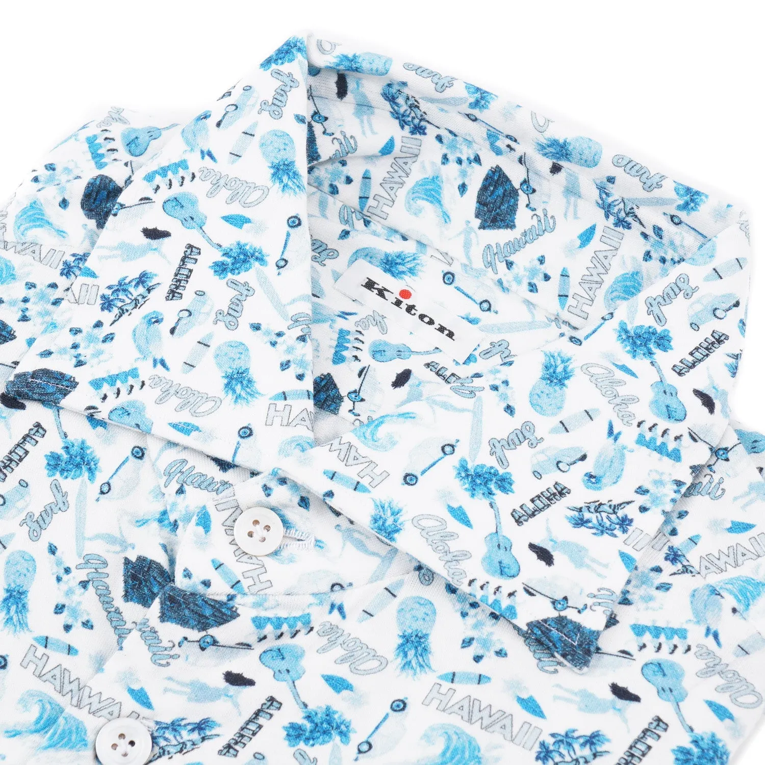Kiton Hawaiian Print Jersey Cotton Shirt