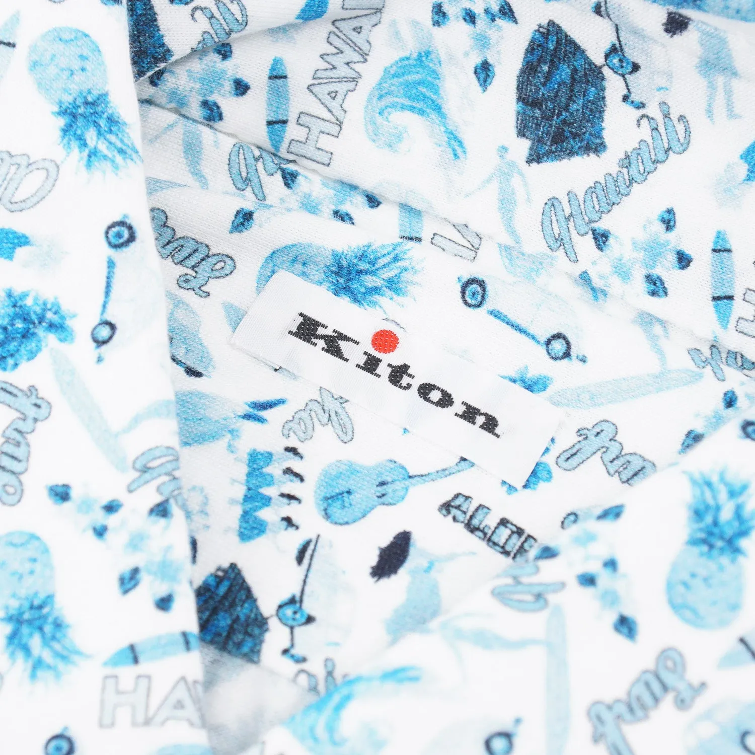 Kiton Hawaiian Print Jersey Cotton Shirt