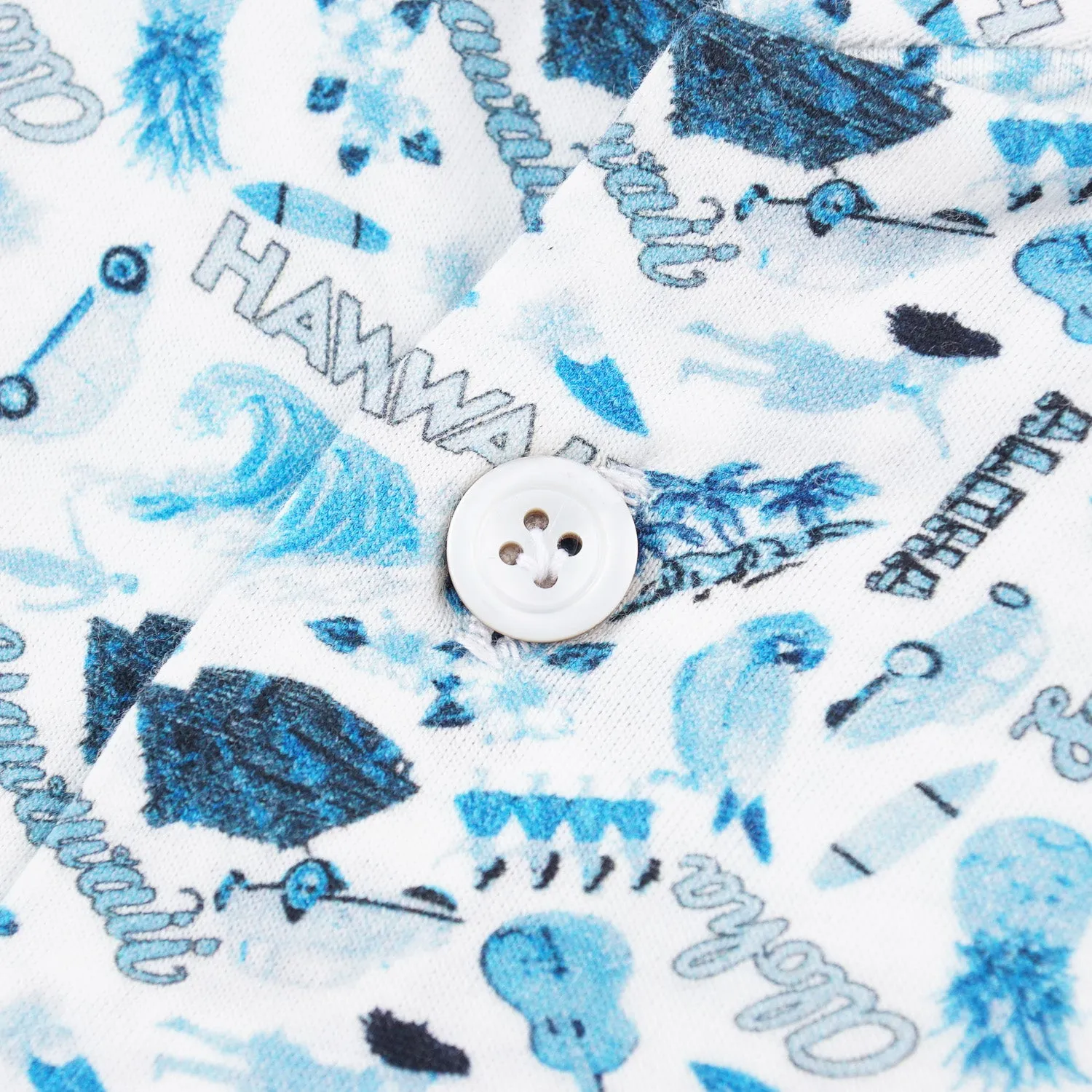 Kiton Hawaiian Print Jersey Cotton Shirt