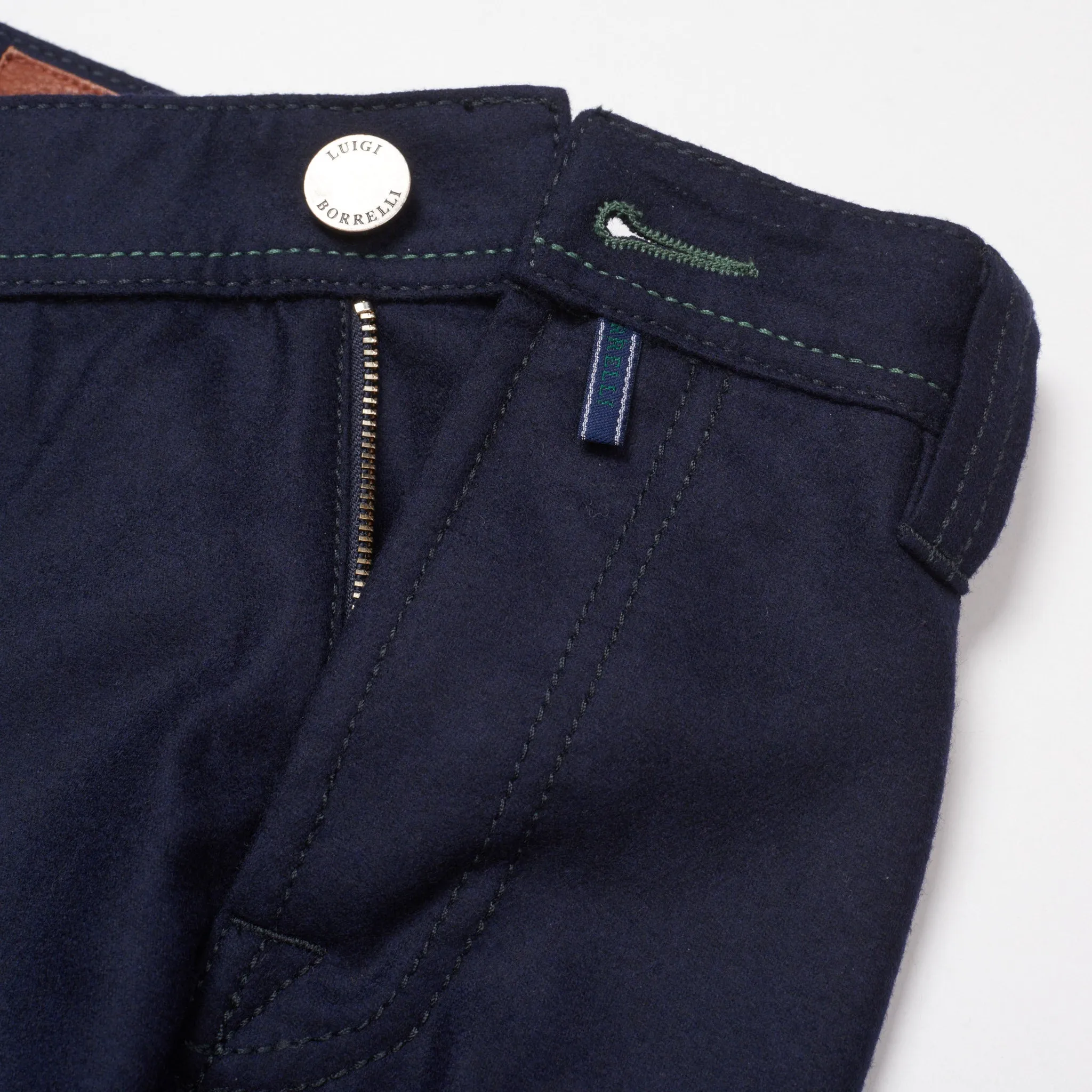 LUIGI BORRELLI Napoli Caracciolo-LB Navy Blue Wool Flannel Slim FIt jeans NEW