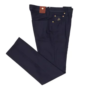 LUIGI BORRELLI Royal Collection L.B.R.C. Caracciolo-RC Blue Wool Jeans Pants N