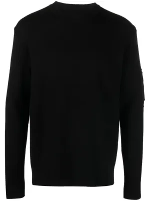Pocket-Appliqu Wool Jumper