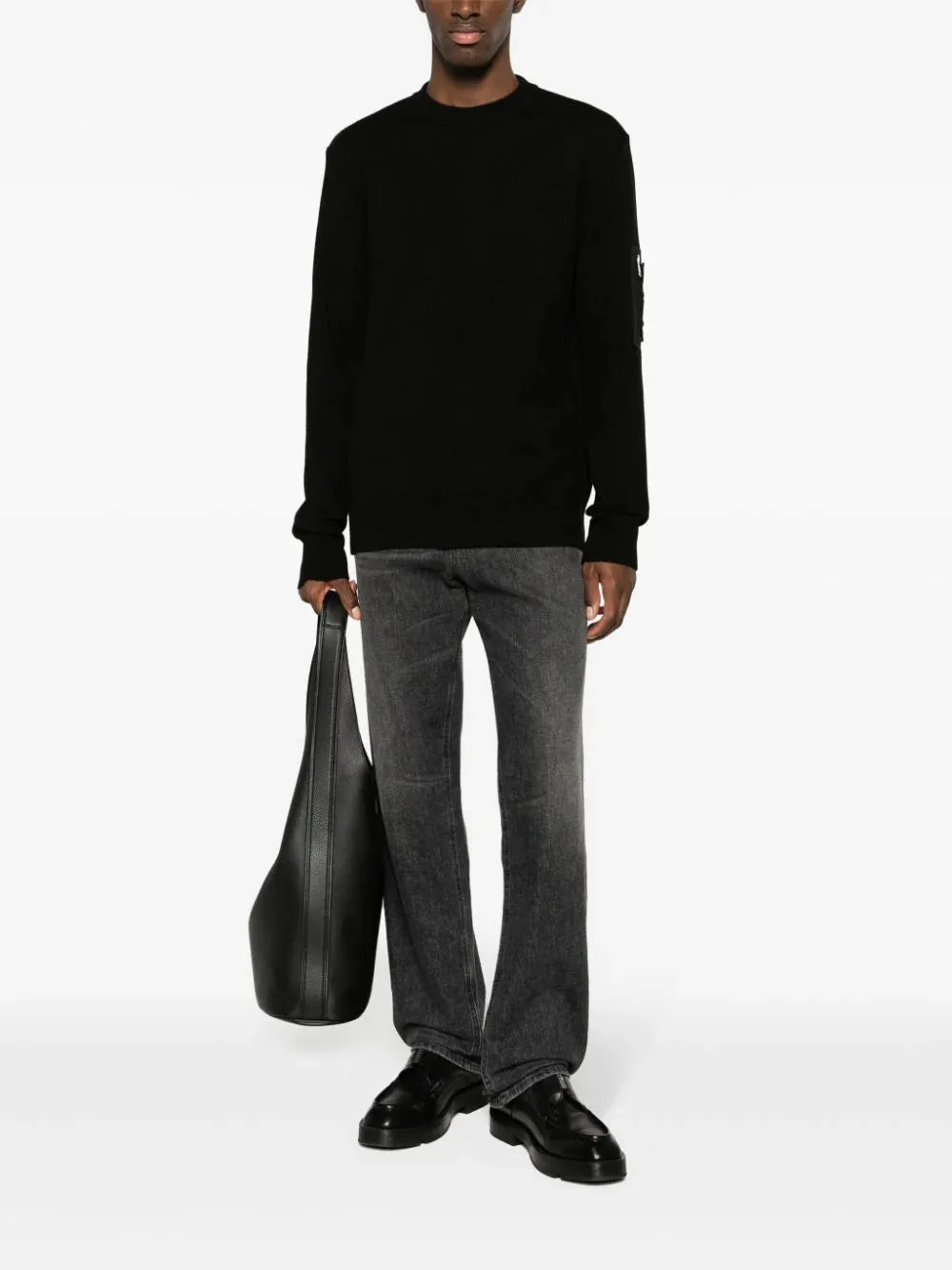 Pocket-Appliqu Wool Jumper