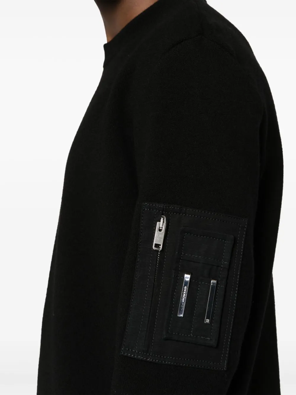 Pocket-Appliqu Wool Jumper