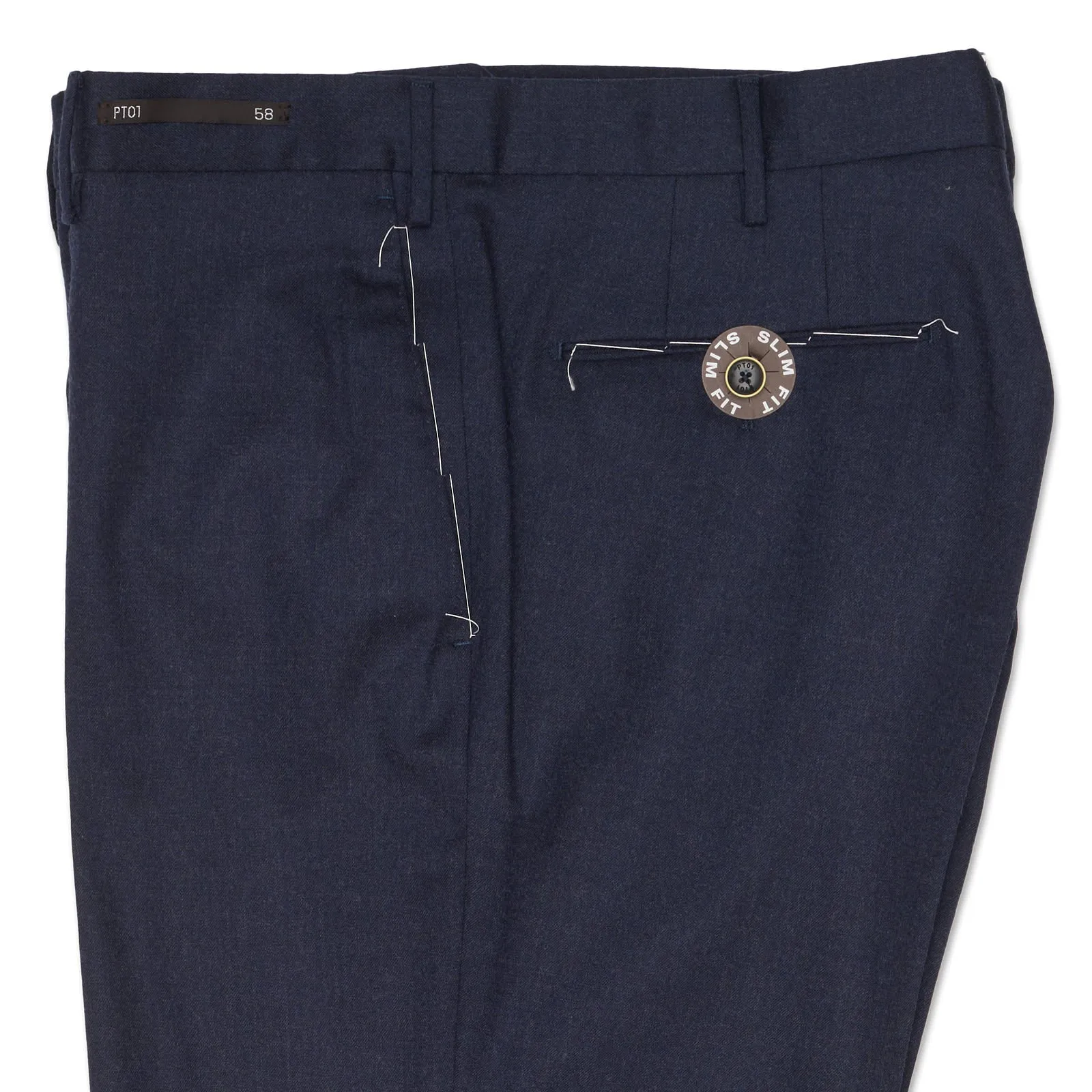 PT01 PANTALONI TORINO Blue Stretch Flannel HEPCAT Dress Pants NEW
