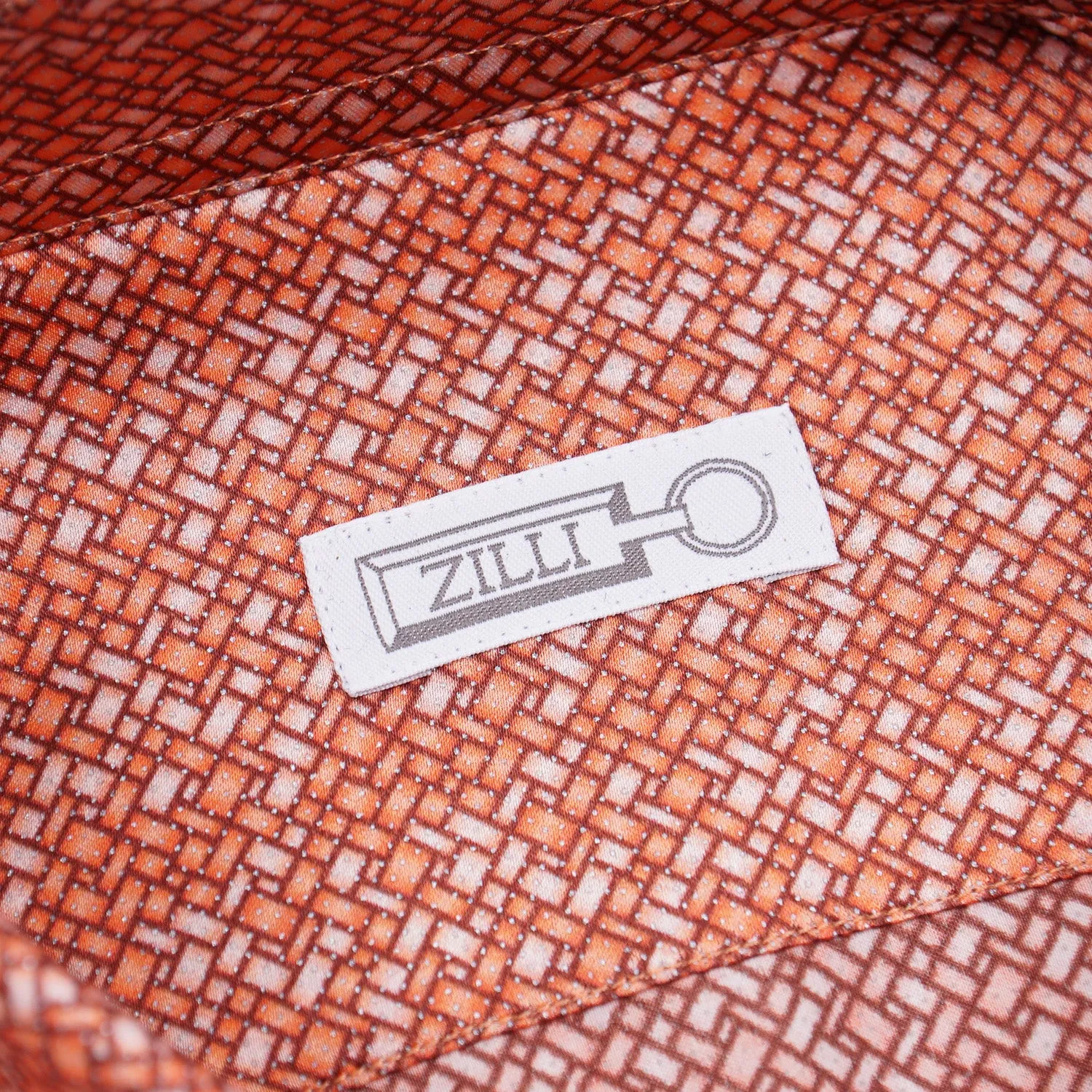 Zilli Silk Shirt in Orange Geometric Print