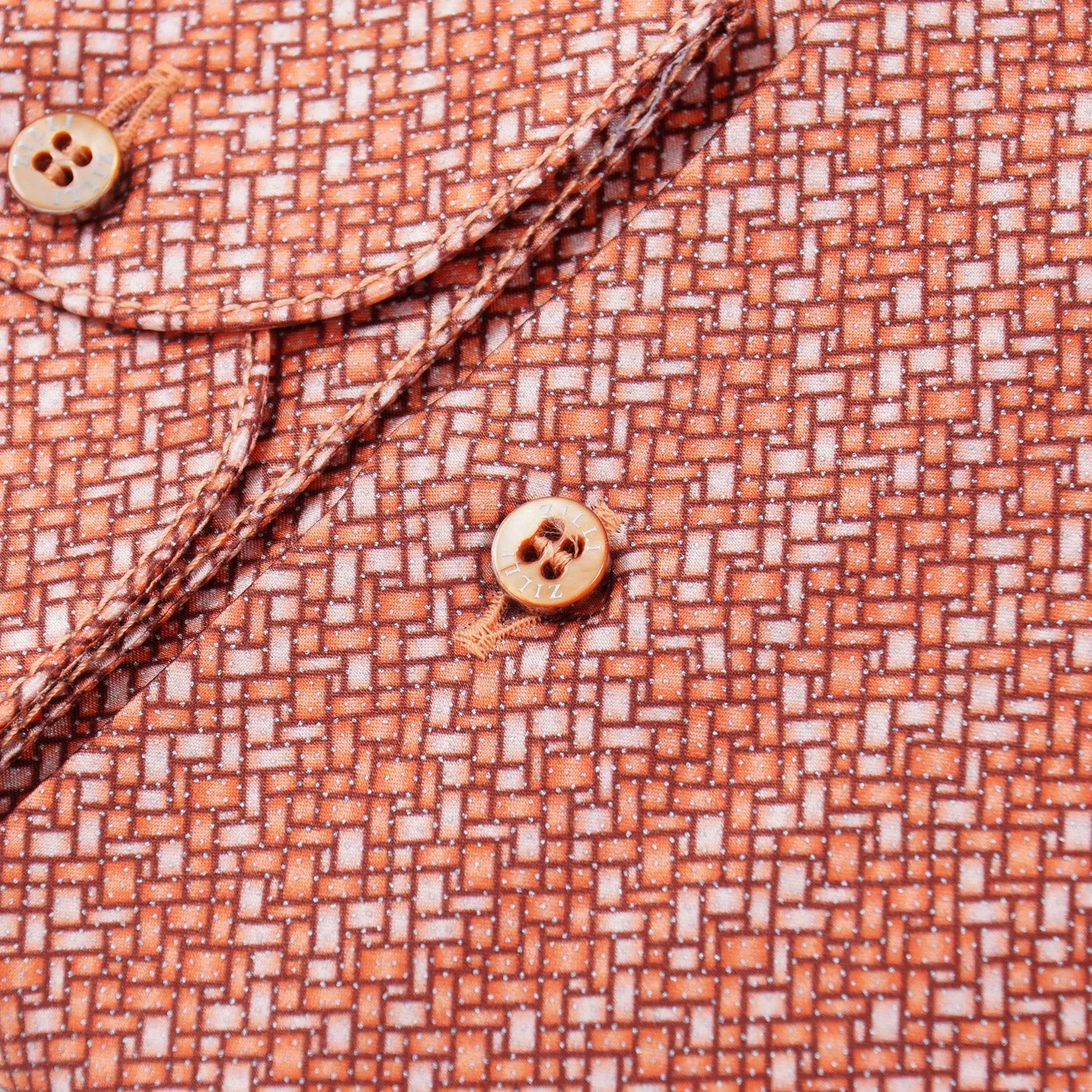 Zilli Silk Shirt in Orange Geometric Print