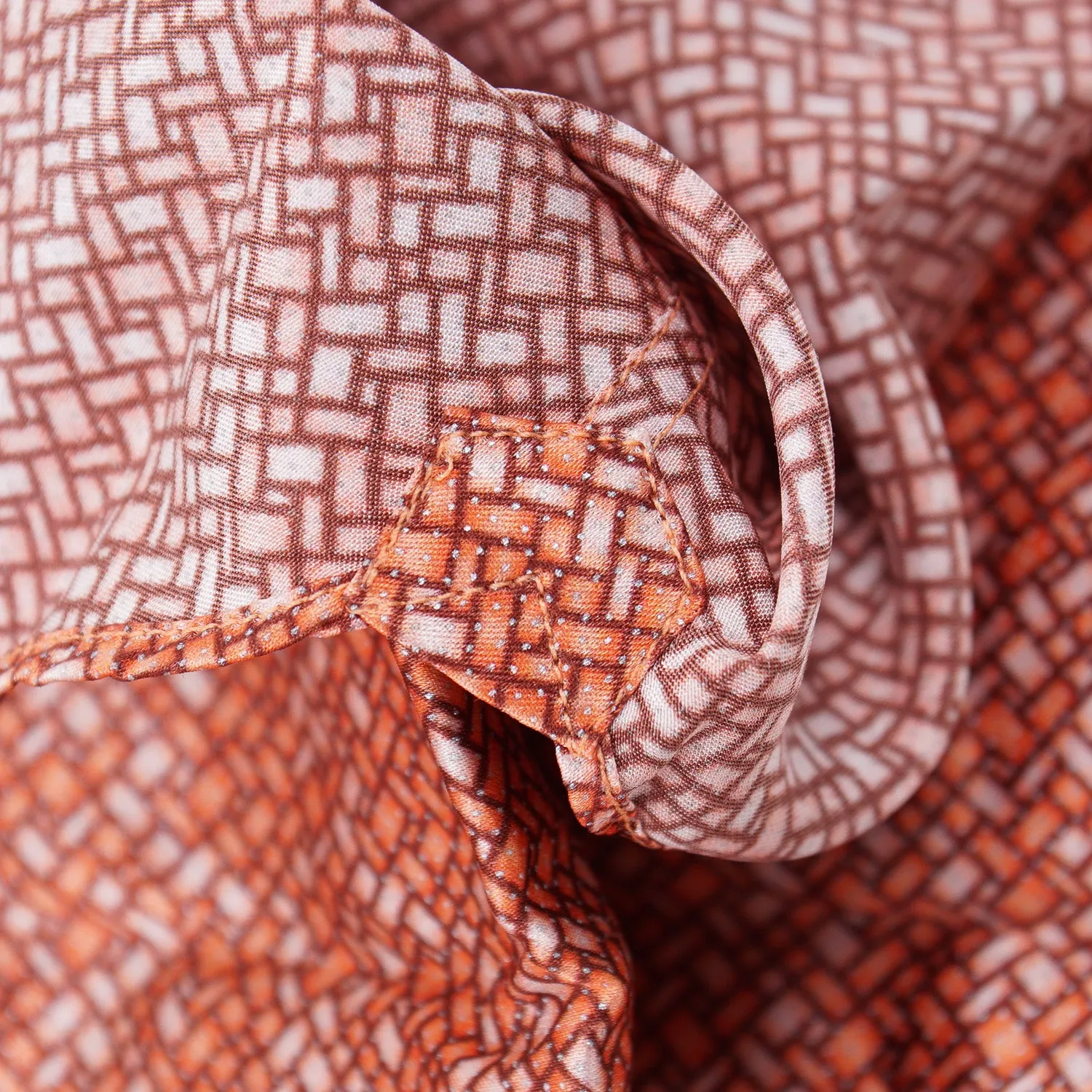 Zilli Silk Shirt in Orange Geometric Print